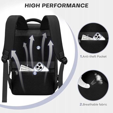 PLECAK BAGAŻ PODRĘCZNY XKDOAI 40x20x25 KABINOWY RYANAIR LAPTOP CZARNY 20L