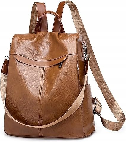 PLECAK damski klasyczny wodoodporny, torba CHARMORE, skóra PU, brązowy