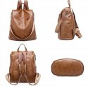 PLECAK damski klasyczny wodoodporny, torba CHARMORE, skóra PU, brązowy
