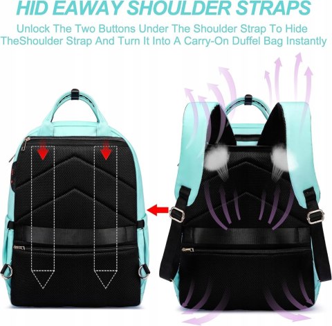 Plecak na laptopa Cafele 17,3" pikowana jasnozielony