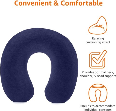 Poduszka podróżna na szyję welurowe wykończenie Amazon Basics grantowa