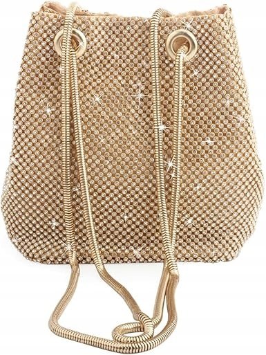 Torebka damska worek wizytowa wieczorowa na łańcuszku złota / miedź