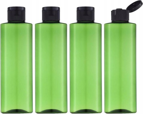 ZESTAW BUTELEK PODRÓŻNYCH 250 ML Z KLAPKĄ 4 SZT BUTELKI DO KOSMETYKÓW