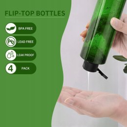 ZESTAW BUTELEK PODRÓŻNYCH 250 ML Z KLAPKĄ 4 SZT BUTELKI DO KOSMETYKÓW