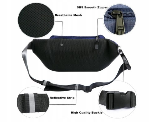 Zhaoco nerka biodrowa nerka typu bumbag z 4 kieszeniami czarna