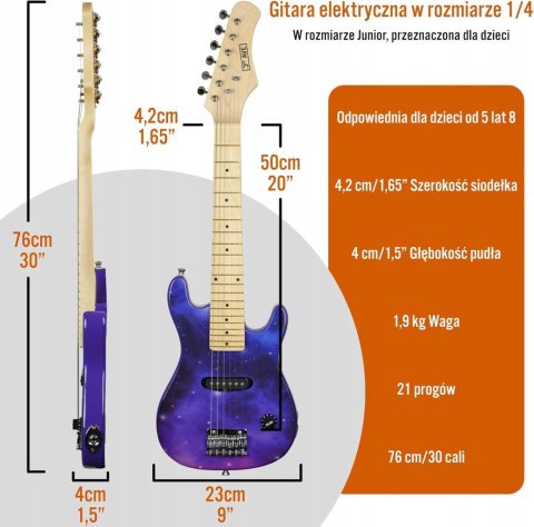 3rd Avenue Zestaw gitary elektrycznej dla dzieci, w rozmiarze 1/4