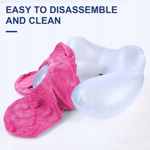 DMUCHANA PODUSZKA PODRÓŻNA NA SZYJĘ W KOLORZE RÓŻOWYM r. L