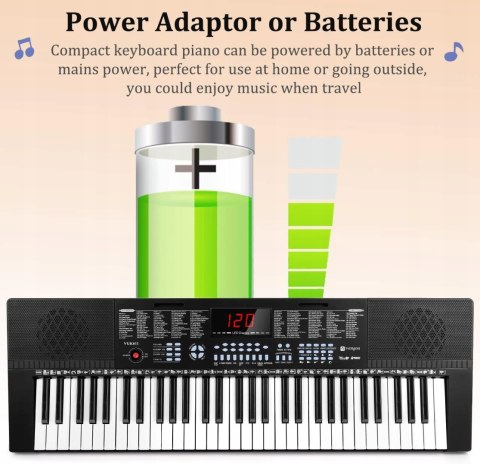 Keyboard Vangoa Klawiatura 61 Klawiszy