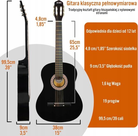 3rd Avenue Hiszpańska gitara klasyczna, pełnowymiarowa (4/4)
