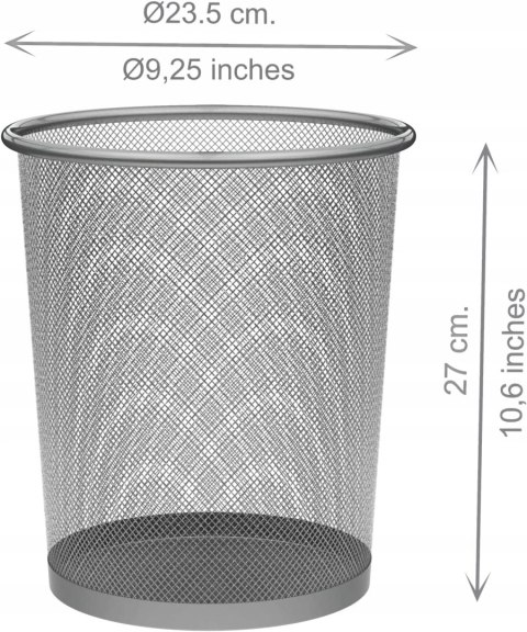 Kosz na śmieci metalowy Detectalia 10 l srebrny