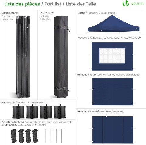Pawilon ogrodowy Vounot 4 ścianki 3 x 3 x 3m