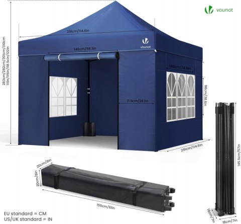 Pawilon ogrodowy Vounot 4 ścianki 3 x 3 x 3m