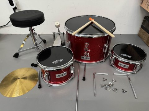 Music Alley DBJK02-MR Trzyczęściowy zestaw bębna dla dzieci