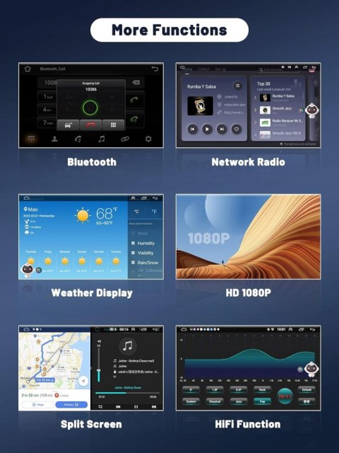 Radio samochodowe Hikity Radio Samochodowe 9" z Androidem Nawigacja 2-DIN