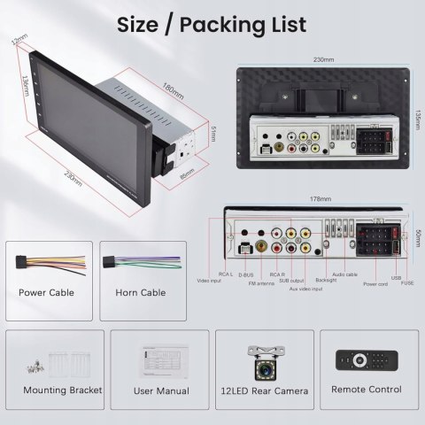 Radio samochodowe AS039 9'' APPLE CARPLAY 1-DIN