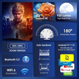 Mini Projektor gaimoo gm200 920 x 1080P 4K, 1000 ANSI