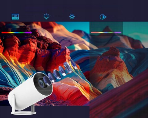 PROJEKTOR ANDROID 11 ALWTNIET HY300 4K 1080P Full HD obracany biały