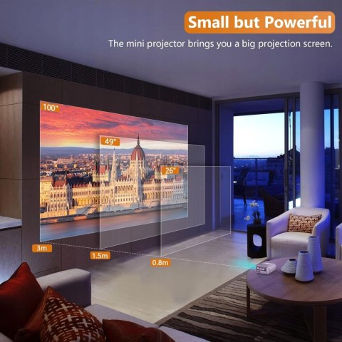 Veemi Mini projektor WiFi do filmów kina domowego z interfejsem HDMI-USB-AV