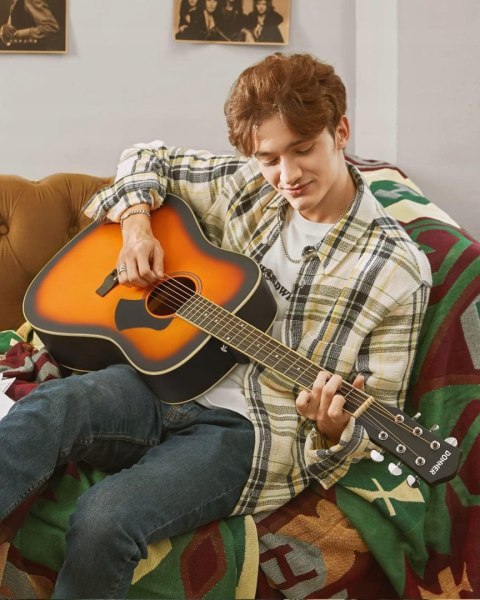 Donner Gitara akustyczna, pełnowymiarowa gitara 4/4, Dreadnought 104 cm