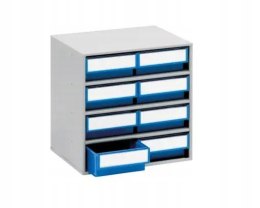 Regał szufladkowy, kolor: Niebieski, 8 szuflad 39,5 cm, 40 cm, 30cm.