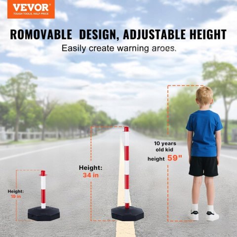 VEVOR Słupek sygnalizacyjny, 4 szt. Słupek ograniczający długi łańcuch 2,4m