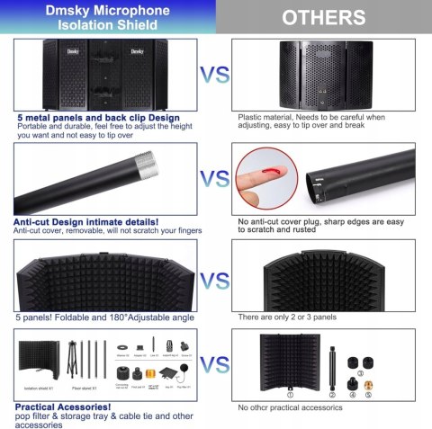 Dmsky Osłona izolacyjna mikrofonu z filtrem pop i statywem