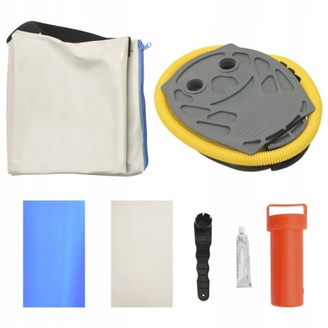 Mata gimnastyczna nadmuchiwana 300x100 cm szaro-niebieska, z pompką