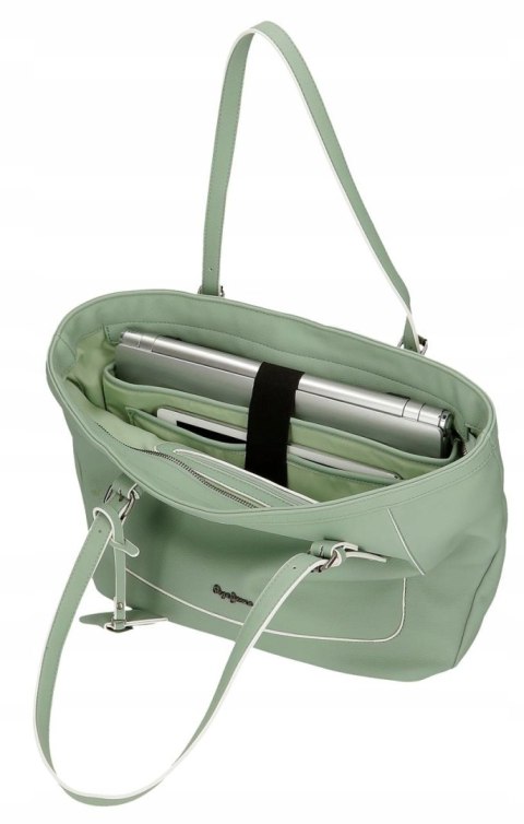 Pepe Jeans torebka shopper skóra ekologiczna zielony