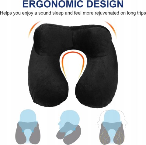 AIQINU NADMUCHIWANY ZAGŁÓWEK PODRÓŻNY czarny