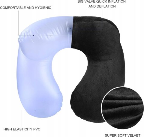 AIQINU NADMUCHIWANY ZAGŁÓWEK PODRÓŻNY czarny