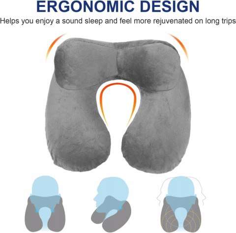 AIQINU NADMUCHIWANY ZAGŁÓWEK PODRÓŻNY szary