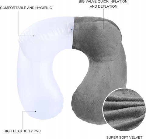 AIQINU NADMUCHIWANY ZAGŁÓWEK PODRÓŻNY szary