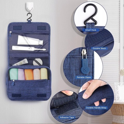 AiQInu składana kosmetyczka do zawieszenia uniseks niebieska