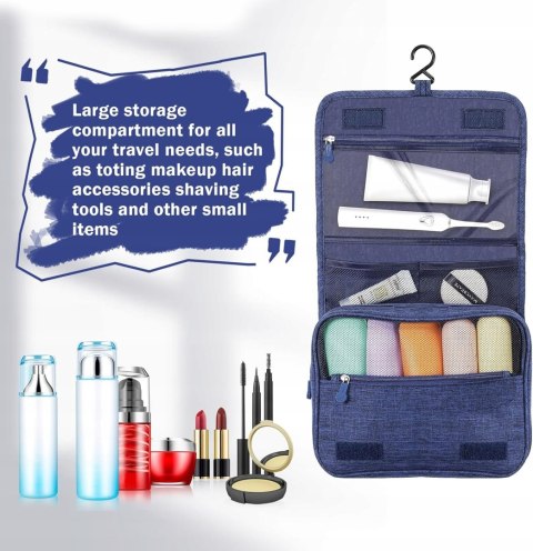 AiQInu składana kosmetyczka do zawieszenia uniseks niebieska