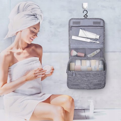 AiQInu składana kosmetyczka do zawieszenia uniseks szara