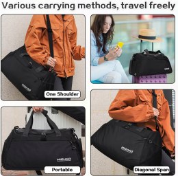 Damcyer torba sportowa pojemna z kieszenią na buty 48 x 23 x 27 cm