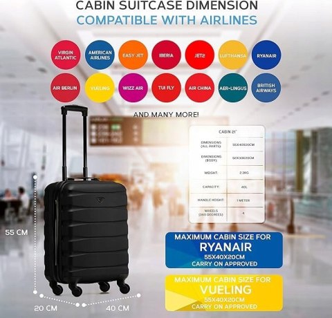 Flight Knight Walizka twarda kabinowa mała ABS 25 l