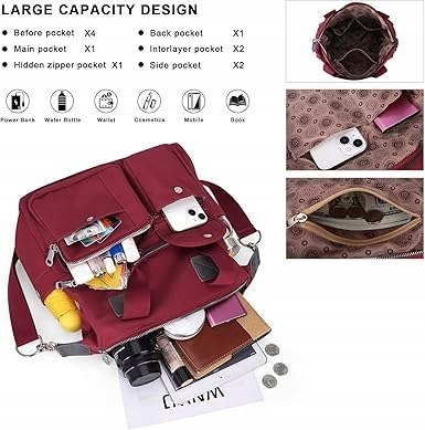 HUA ANGEL Torebka Damska Na Ramię Wodoodporna Czerwona Praktyczna