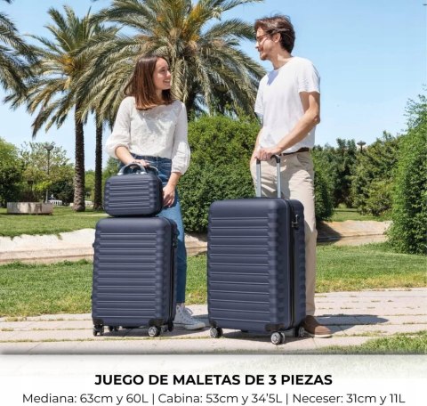 Numada Zestaw Walizek Kabinowa, Średni i Kosmetyczka Granatowy