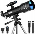 TELESKOP ASTRONOMICZNY 70/400 MM SKŁADANY CZARNY MODEL 40070