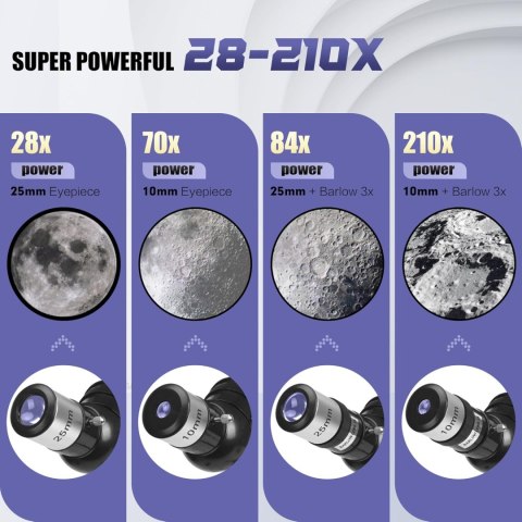 Teleskop Astronomiczny MEEZAA 70/700 70mm 700mm 210x Azymutalny Barlow