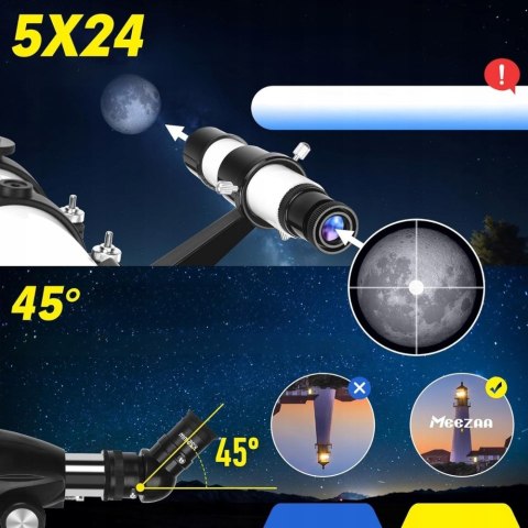 Teleskop Astronomiczny MEEZAA 90800 800mm 240x Azymutalny Barlowa
