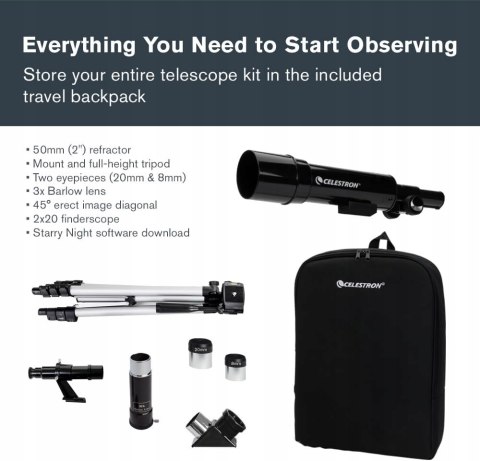 Teleskop Celestron Travel Scope 50 mm + plecak