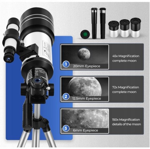 Teleskop astronimoczny ESAKO obiektyw 300/70mm niebieski