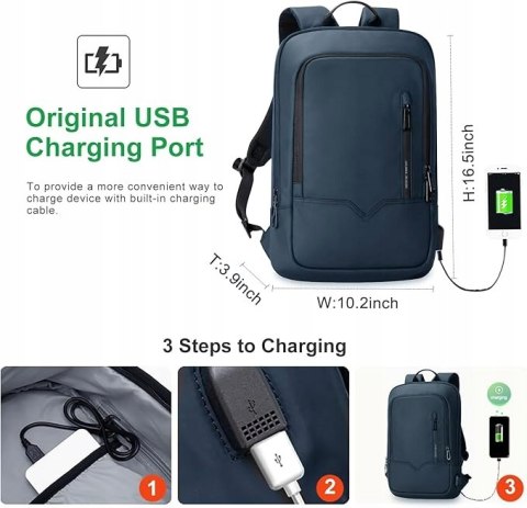 HEROIC KNIGHT Ergonomiczny plecak na laptopa 15,6" granatowy