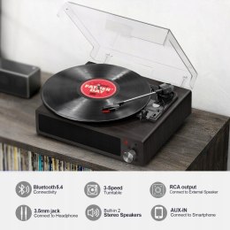 Gramofon winylowy Bluetooth vintage, z wbudowanym głośnikiem FYDEE brązowy