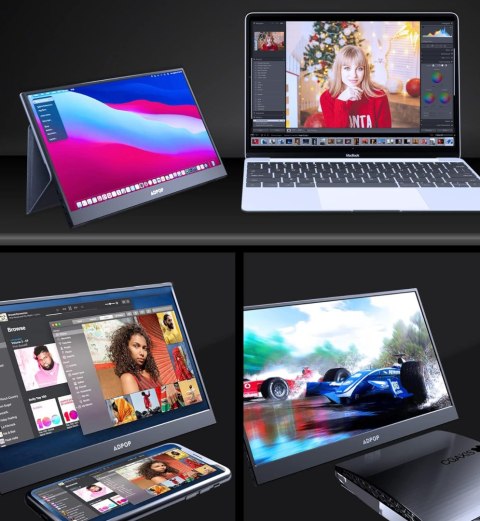 Monitor LCD GreBear 15,6" PRZENOŚNY Z PODSTAWKĄ, 1920 x 1080 px IPS / PLS