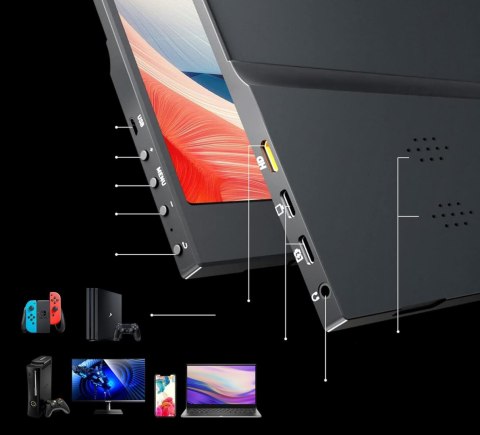 Monitor LCD GreBear 15,6" PRZENOŚNY Z PODSTAWKĄ, 1920 x 1080 px IPS / PLS