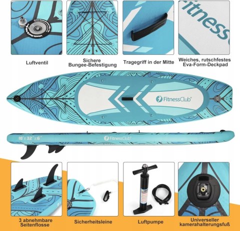 Nadmuchiwana deska surfingowa SUP 305*76*10cm surfingowa Niebieski