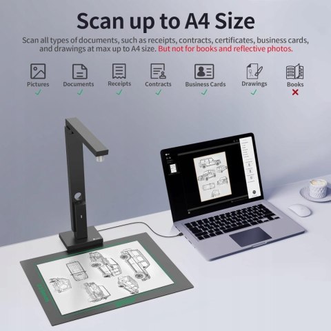 CZUR Lens 1200 Pro składany skaner do dokumentów A4 12 MPX